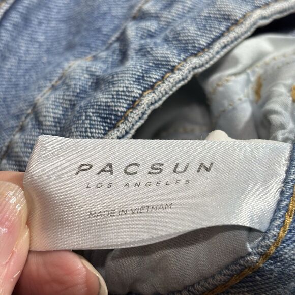 PacSun Women’s Denim Joggers Size 26 Two-Tone Light/Dark Wash - Picture 7 of 16